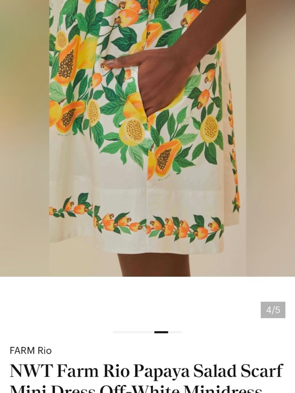 Farm Rio Papaya Salad Scarf Mini Dress Off-White Minidress